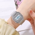 thumbnail image 5 of Retro Stainless Steel Digital Watch, unisex waterproof wristwatch with date alarm, durable metal band for daily casual wearing,,Silver, 5 of 5