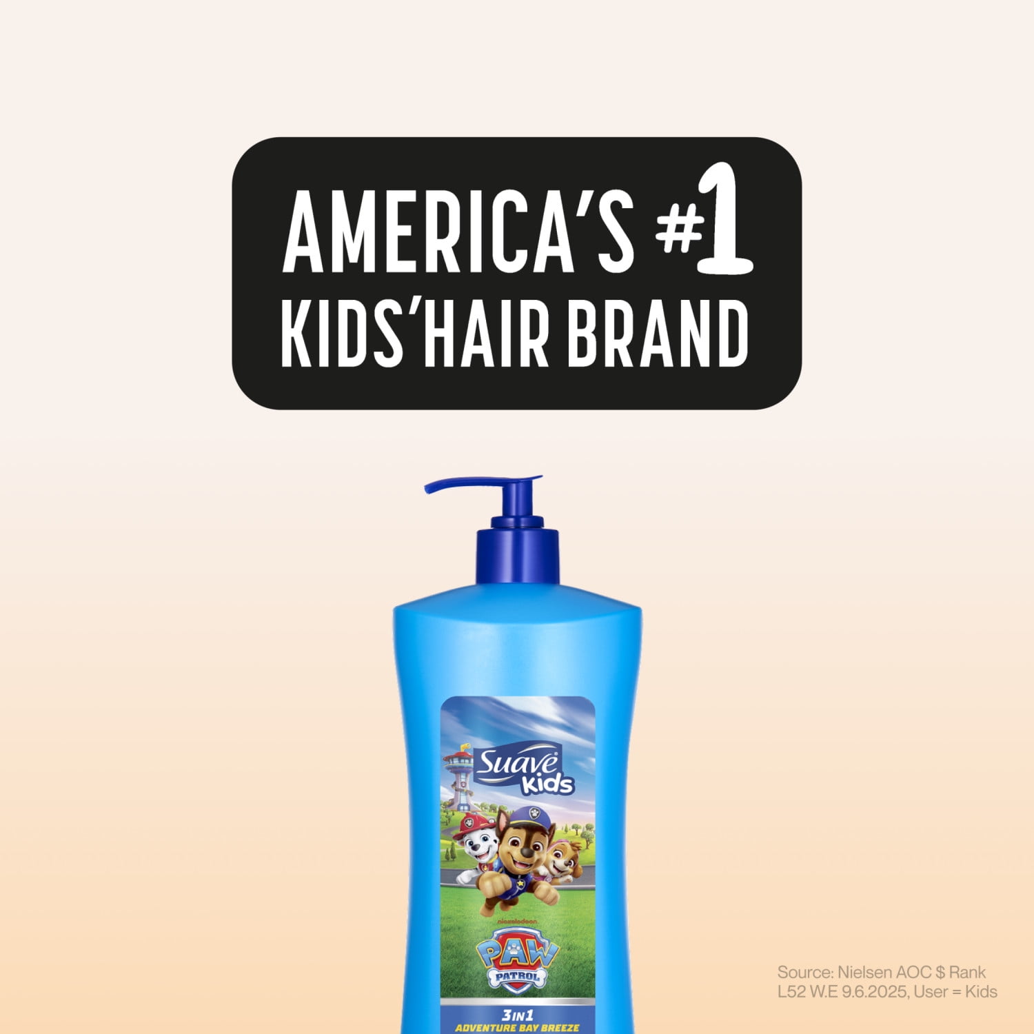 (4 pack) Suave Kids Paw Patrol 3-in-1 Shampoo, Conditioner & Body Wash, Adventure Bay Breeze, 28 oz