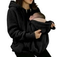 thumbnail image 2 of Mifsaly Maternity 2 In 1 Fuzzy Fleece Jacket Women Zip Up Thick Warm Hoodie Pregnant Hooded Winter Coat Thermal Teddy Coats Weather Baby Wearing Outerwear with Pockets S, 2 of 5