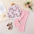 thumbnail image 2 of LUOGENLI Girls Summer Outfits Size 6X-7 4th of July Toddler Kids Girls Long Ruffled Sleeve Flower Print Tops Solid Pants Outfits Set 2pcs Little Girls Outfits Pink 3-4 Years, 2 of 7