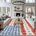 thumbnail image 3 of Large Area Rugs for Living Room Bedroom, Independence Day 5'x8' Rug Washable Carpet Runner Indoor Outdoor, American Flag Red Blue White Flowers Non Slip Floor Mats Rug for Kitchen, Bathroom, 3 of 8