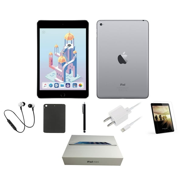 iPad Mini 4, 7.9-inch Retina, Wi-Fi Only, 64GB, Bundle Includes: Original Box, Case, Tempered Glass, Stylus Pen, Bluetooth Headset, Rapid Space Gray (Refurbished) - Walmart.com
