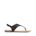 thumbnail image 2 of Sandalia DREAM PAIRS plana negra con tira en T y pedrería talla 7.5, 2 of 7