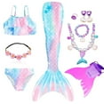 thumbnail image 3 of Mermaid Tail Swimsuit For Kids Swimmable Halloween Cosplay Costume Beach Pool Clothes, 3 of 7