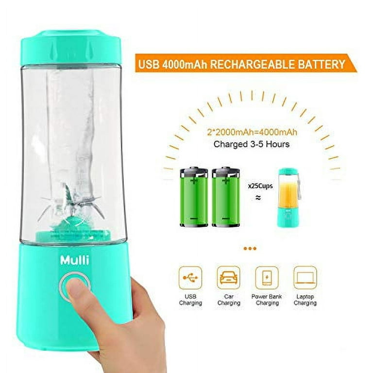 Mulli Portable Blender,13.5 oz USB Rechargeable Personal Mixer for Smoothie and Shakes, Mini Blender with Six Blades,4000mAh for Baby Food,Travel,Gym