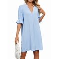 thumbnail image 2 of Shirts Dress for Women V Neck Short Sleeves Casual Flowy Summer Beach Vacation Shifts XL, 2 of 9