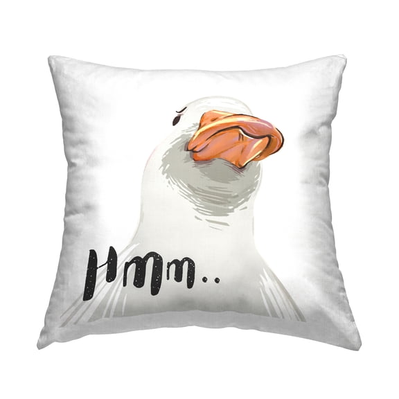 Stupell Industries Hmm.. Thinking White Duck Animal Square Decorative Printed Throw Pillow, 18 x 18,