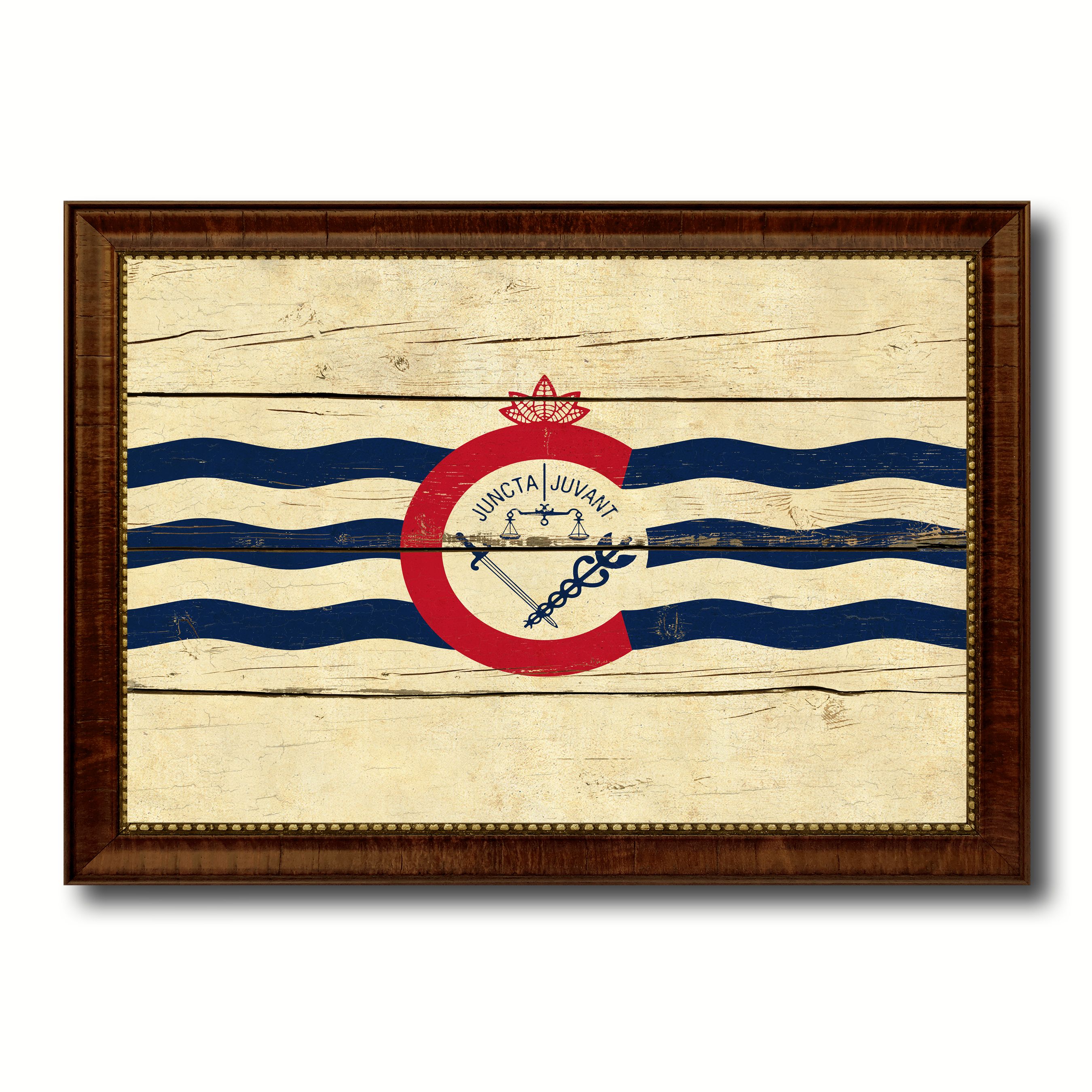 Cincinnati City Ohio State Flag Vintage Canvas Print Brown Picture Frame Home Decor Wall Art Gifts 15 X21 Walmart Com Walmart Com