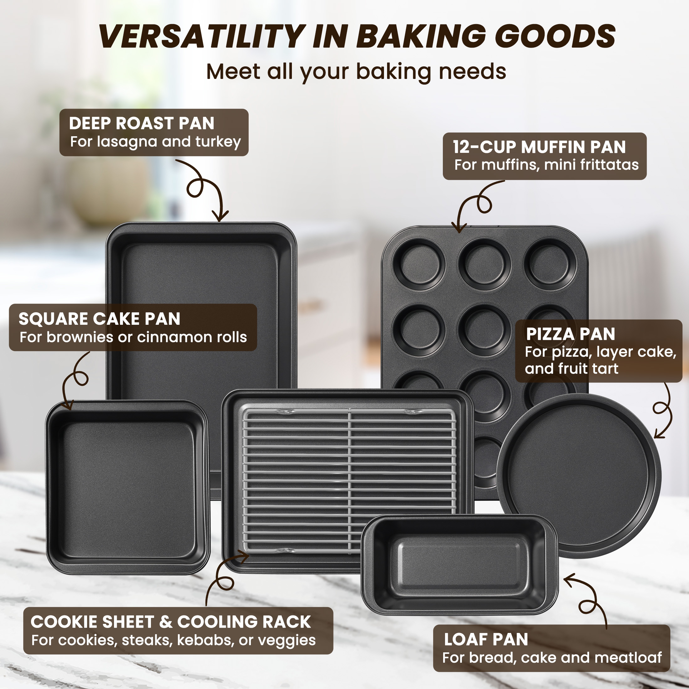 Kikcoin 22-Piece Nonstick Baking Pan Set photo 3