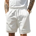thumbnail image 2 of BRGZLK Men's Straight Leg Shorts Summer Solid Color Pleated Casual Elastic Waist Lightweight Loose Vacation Beach Shorts with Pockets, 2 of 6
