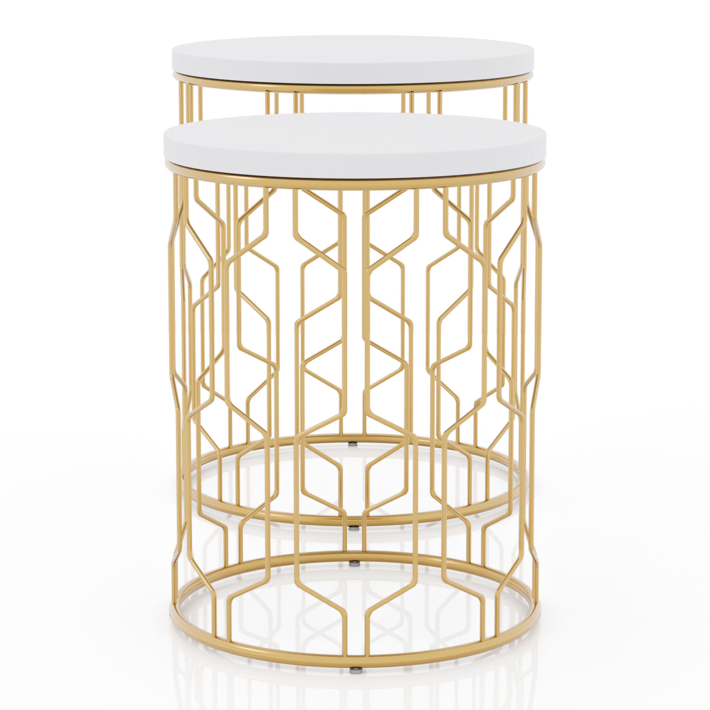 Furniture of America Ryk 2-Piece Nesting Table, Gold