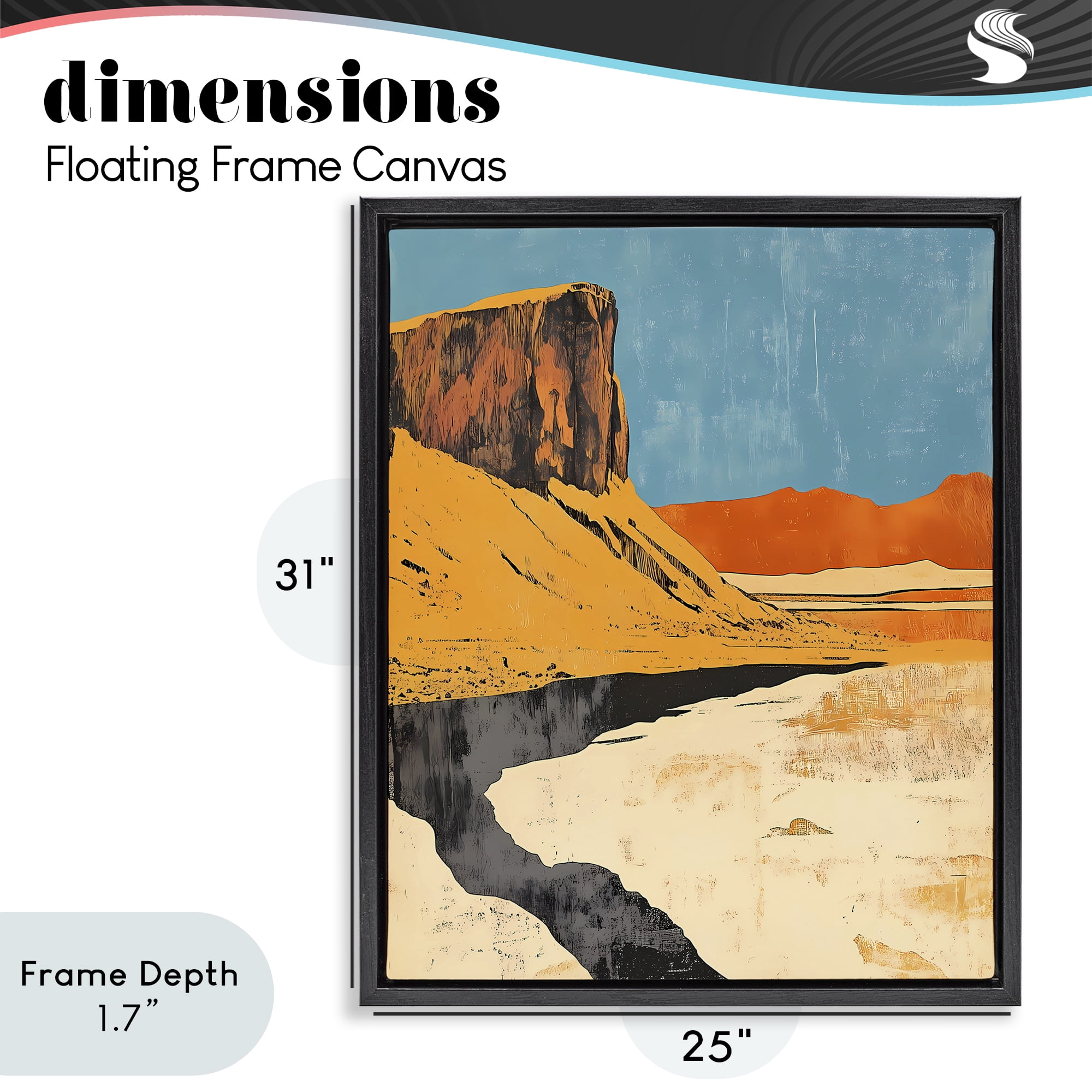 Stupell Industries Canyon Pass Pathway Black Framed Floater Canvas Wall Art, design by Walker Noble