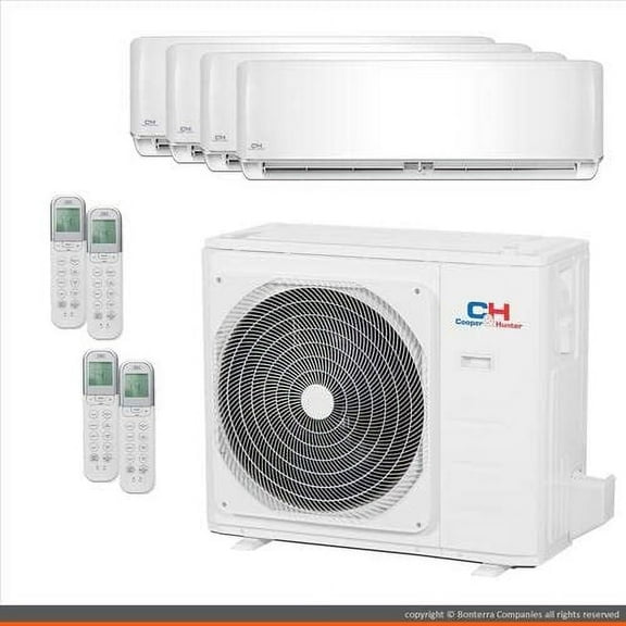 Quad 4 Zone Mini Split Ductless Air Conditioner Heat Pump 9000 9000 12000 18000 Multi 22.4 Seer