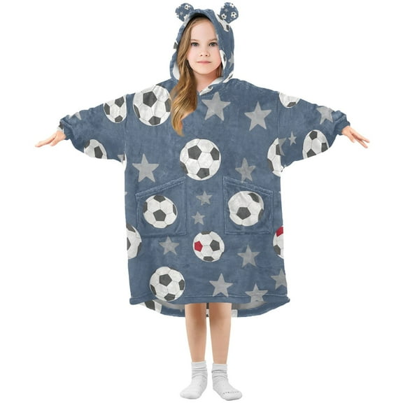 joogoo Wearable Blanket Hoodie for Soccer Balls Stars Oversized Sherpa Hooded 3-14 YR M