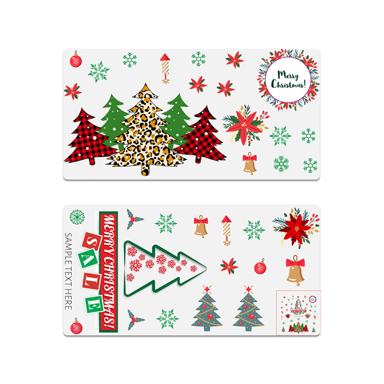 Self Adhesive Merry Xmas Crafting Gift Party Bag Filler Present Scrapbook Stockings Santa Claus Card Making Supplies for Kids Trees Christmas Decorating 3 Pack Sticker Sheet
