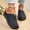 Dark Blue, variant on Women's Wedge Mules Casual Spring Summer Slip On Clogs with Embroidery Pattern Solid Color Breathable Fabric Closed Toe Thick Sole Sandals with Wide Width Options for Daily Walking Outdoor Use