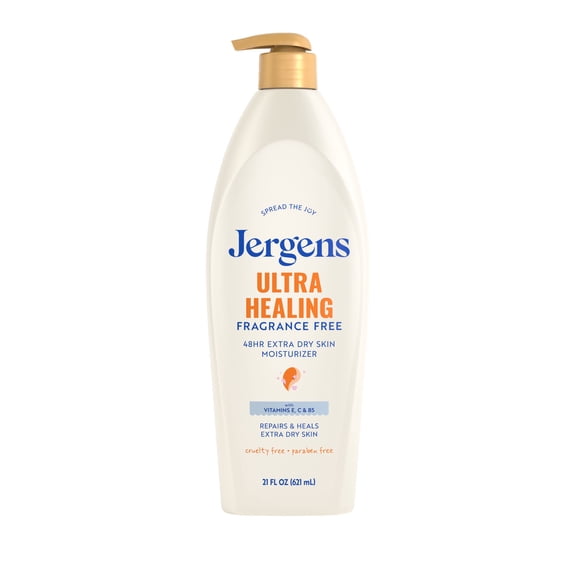 Jergens Ultra Healing Hand And Body Lotion Dry Skin Moisturizer, Fragrance Free, 21 fl oz