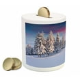thumbnail image 2 of Winter Piggy Bank, Idyllic Panorama of Winter Sunrise in Snow Covered Mountains Serenity Freshness, Ceramic Coin Bank Money Box for Cash Saving, 3.6" X 3.2", Multicolor, by Ambesonne, 2 of 4