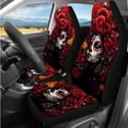 thumbnail image 2 of Binienty 14 PCS Car Seat Covers Full Set Day of The Death Auto Seat Covers With Matching Steering Wheel Cover Headrest Armerst Pad Automotive Interior Accessories for Women Girly Halloween Car Decor, 2 of 8