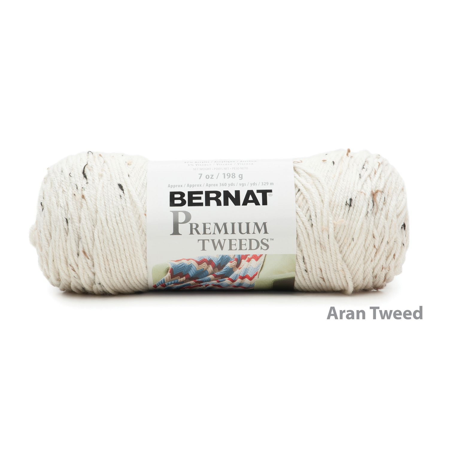 Bernat® Premium Tweeds™ Yarn, Blended Fiber #4 Medium, 7oz/198g, 360 Yards, Blended Fiber #4 Medium Yarn