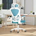 thumbnail image 2 of BestOffice Computer Office Chair High Back Ergonomic Swivel Task, Lumbar Support Adjustable Headrest Flip-up Armrests for Home Office, Blue, 2 of 7