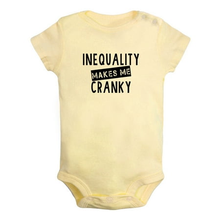 

Inequality Makes Me Cranky Funny Rompers For Babies Newborn Baby Unisex Bodysuits Infant Jumpsuits Toddler 0-24 Months Kids One-Piece Oufits (Yellow 0-6 Months)