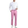 thumbnail image 2 of INSPIRE CHIC Men's Plaid Regular Fit Flat Front Classic Elastic Waist Suit Pants 36 Dark Pink, 2 of 7