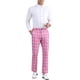 thumbnail image 2 of Pantalones de traje de hombre de corte regular con estampado a cuadros, frente plano y cintura elástica clásica 30 Rosa oscuro, 2 of 7