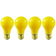 (4-Pack) 100W A19 Yellow Bug Light Bulbs  130V, E26 Base, 100A/YB