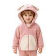 thumbnail image 2 of EnJoCho Toddler Fleece Jacket, Kids 3D Animal Hood Zip Up Plush Coat, Penguin Bunny Dinosaur Hoodie for Baby Boys Girls Fall and Winter Daily Wear, 2 of 4