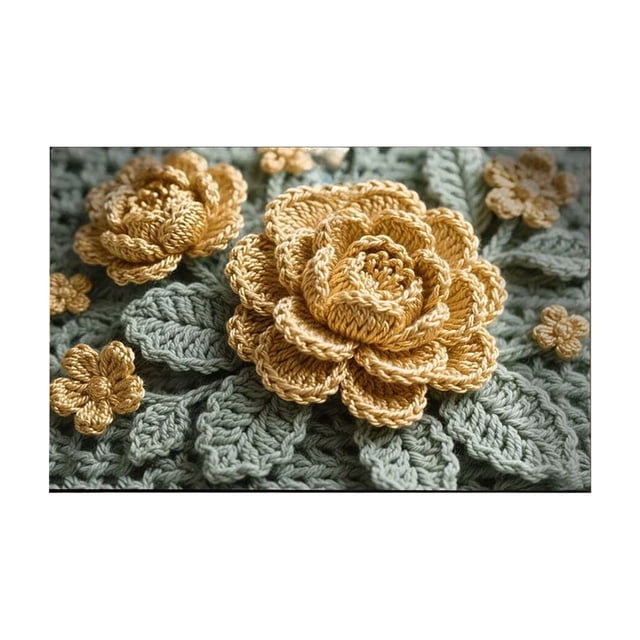 Diatomaceous Earth Bath Mat 40 cm x 60 cm Absorbent Fast Drying Non Slip Rubber Backing Multicolor Floral Design