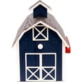 thumbnail image 4 of Amish-Made Deluxe Wooden Mailbox, Dutch Barn Style Navy Blue with White Trim, 4 of 5