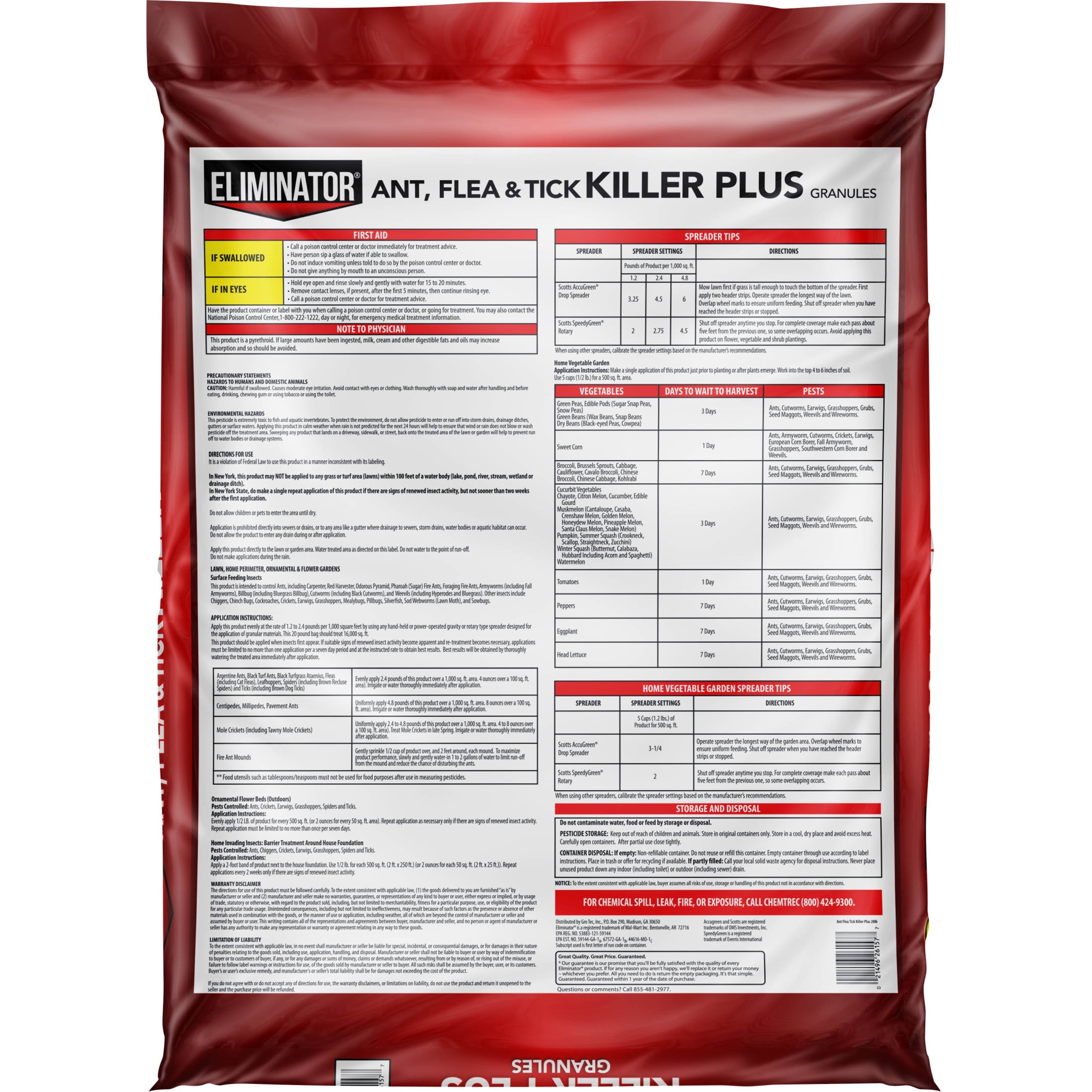 Eliminator Ant, Flea & Tick Killer Plus Lawn Insect Granules Pesticide, 20lb