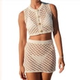thumbnail image 2 of Conjuntos de Dos Piezas de Falda y Pareo, Trajes de Baño de Crochet para Mujer, Conjuntos de Playa Sexys para Vacaciones en Resorts. M, 2 of 10