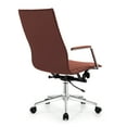 thumbnail image 6 of 2xhome - Set of 2 Brown Mid Century Modern High Back Tall Ribbed PU Leather Swivel Tilt Adjustable Chair Designer Boss Executive Manager Office Conference Room Work Task Computer, 6 of 10
