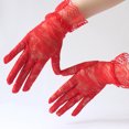 thumbnail image 4 of Penkiiy Fingerless Fishnet Gloves for Women Women's Glove Sexy Lace Wedding Bridal Party Halloween Cosplay Lightweight Breathable Gloves Red Gloves, 4 of 4