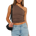 thumbnail image 2 of Tops de Mujer para Salir, Verano, , Top Corto, Camisetas Y2K, Corsé, Ropa de Entrenamiento de Moda 2025 Marrón S, 2 of 10