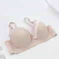 thumbnail image 4 of IQOGKRN Women Elegant Wireless Floral Lace Bra Full Coverage Comfort Brassiere Soft Breathable Everyday Bra Beige 100A, 4 of 8