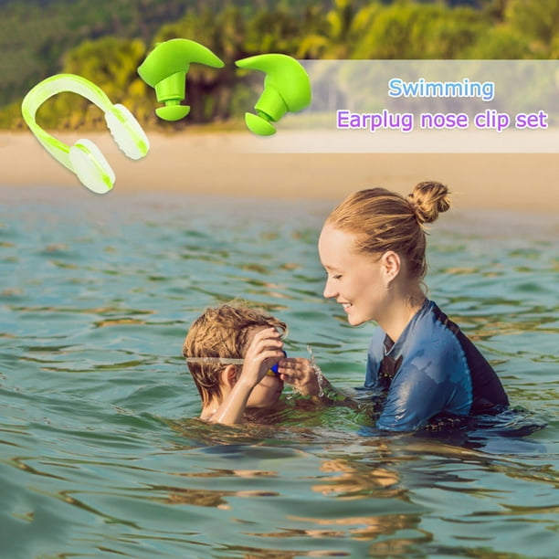 Deportes Acuáticos Tapones para los oídos de natación de silicona suave Juego de pinzas para la nariz Tapones para los oídos insonorizados (verde) Ehuebsd Para Estrenar