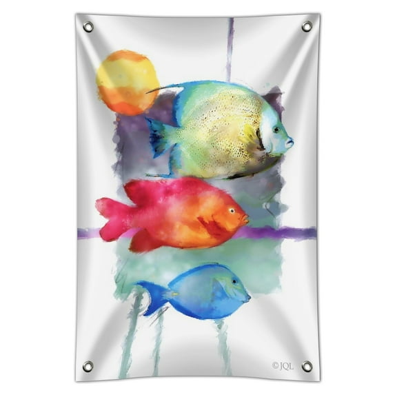 Sun Fish Watercolor Tropical Beach Home Business Office Sign