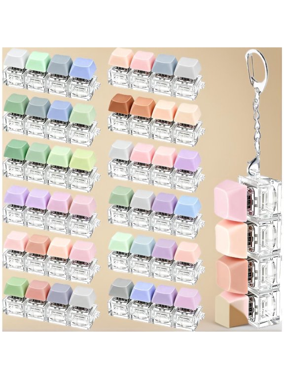 12 Pcs Keyboard Fidget Toy for Adult Kids Stress Relief, Fidget Keychain Keyboard Decompression Button Finger Clicker Toys, Stress Relief Fidget Gifts Birthday Party Favors Goodie Bag (TranColorFul)