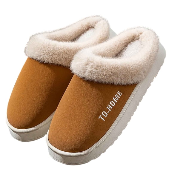 Men's Fuzzy Slip-on Slippers Fashion Winter Home Winter Thick Bottom With Velvet Warmth High End Photographic Slippers
