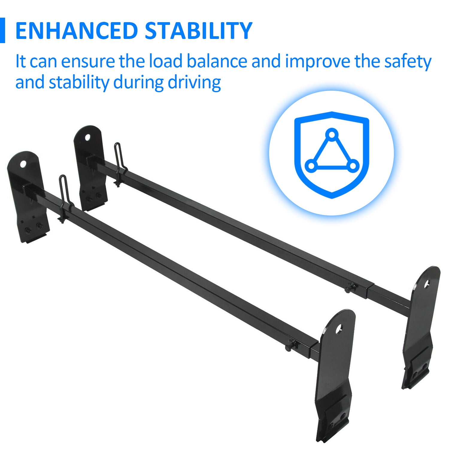KOJEM Adjustable Roof Ladder Racks 53"-66" Van Ladder Rack for 2003-2017 Chevy Chevrolet Express 2500 for GMC Savana  for 1999-2014 Dodge Ford  E-250/E-350 Van Roof Rack Ladder Carrier