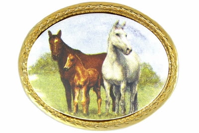 Oval "Family Herd" Gold Tone Trim Pin by