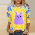 thumbnail image 5 of Womens Easter Shirt Plus Size Tshirts Graphic Tee Cute Bunny Printed Short Sleeve Crewneck Holiday Tops (4XL, Yellow|Tie-dye), 5 of 5