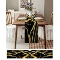 thumbnail image 6 of Black Gold Marble Burlap Cotton Table Runner 13x120 Inches Long, Modern Geometric Textured Farmhouse Table Runners, Outdoor Dining Tablecloths Decor for Baby Shower/Party/Wedding, 6 of 6
