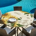 thumbnail image 5 of Sunflowers Round Tablecloth 45-54 Inch Round Fitted Table Cloth with Elastic Edge, Farmhouse Retro Butterfly Beige Yellow Waterproof Table Cover Protector for Outdoor Picnic Party Dining, 5 of 6