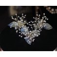 thumbnail image 3 of Horquillas para el pelo de boda, horquilla de flores plateadas, accesorios para el cabello de novia con perlas para mujeres y niñas, accesorios para el cabello de boda para novias dorados, 3 of 5
