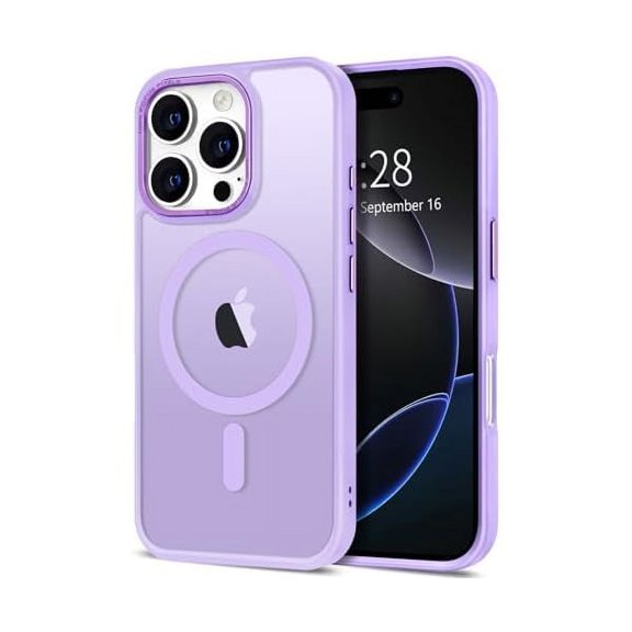 FU2235 Case for iPhone 16 Pro Max Case Magnetic Translucent Matte Phone Cases 6.9" [Compatible with MagSafe] Thin Slim Fit Shockproof Bumper Hard Protective Cover for Women Men Girls, Light Purple