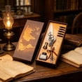 thumbnail image 4 of Steampunk Style Quill Pen Writing Set with Ink and Replacement Pen, Vintage Calligraphy Pen Gift for Journaling and Letter Writing, Decorative Desk Accessory for Writing Enthusiasts, 4 of 6